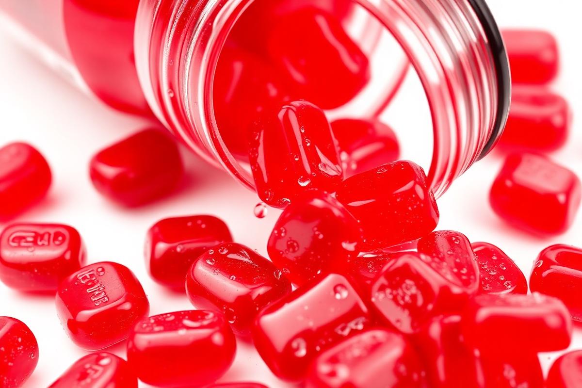 Red Sugar Control Keto Gummies spilling from a jar