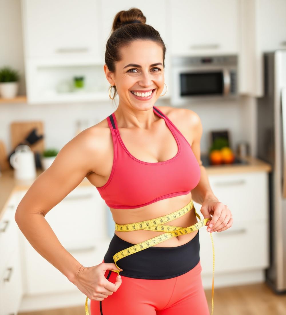 Woman showing weight loss results from Sugar Control Keto Gummies